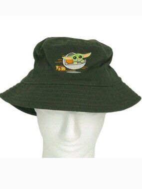 NWOT Star Wars Baby Yoda Olive Green Madalorian Grogu Floppy Bucket Hat- Adult